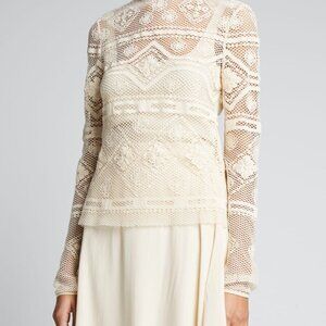 Beautiful Rebecca Taylor Crochet New With Tags cream blouse size